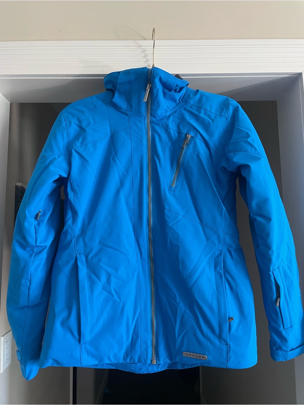 Spyder Women's Skyline Bright Blue Ski Jacket with Hood-NWT-Size XS